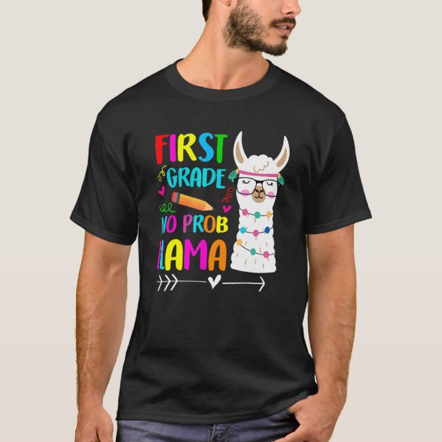 Camiseta 1st Grade No Prob Llama Teacher Back To School Gir (Anverso)