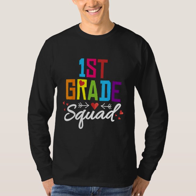 Camiseta 1st Grade Squad  First Teacher Student Team Back T (Anverso)