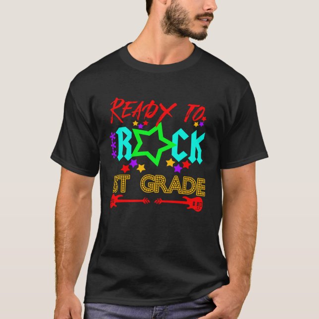 Camiseta 1st Grade Student or Teacher Cool Ready to Rock Fi (Anverso)