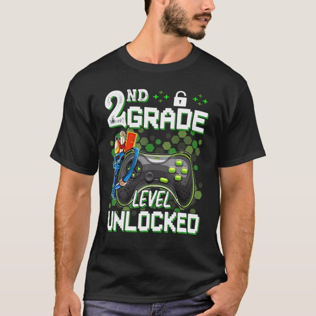 Camiseta 2º Grado Grado Desbloqueado Video Gamer De Vuelta  (Anverso)