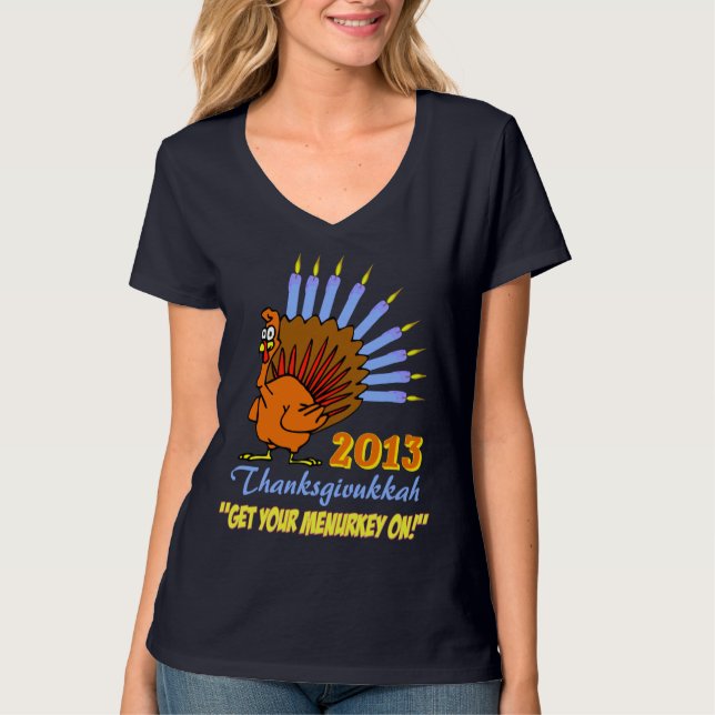 Camiseta 2013 de Thanksgivukkah Menurkey (Anverso)