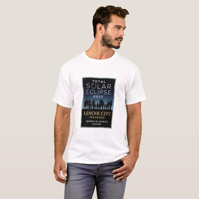 Camiseta 2017 eclipse solar total - ciudad de Lenoir, TN (Anverso completo)