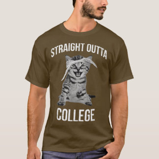 Camiseta 2018 Graduate Straight Outta College Cat  Funny Ki