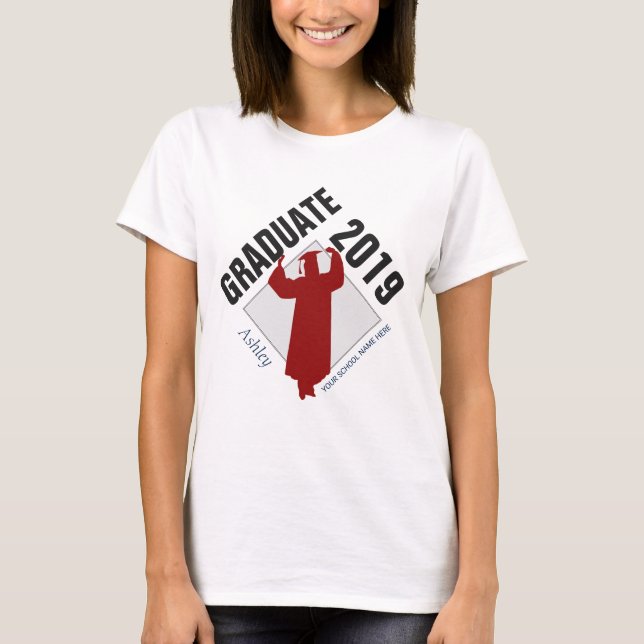 Camiseta 2019 Graduada con nombre, año y escuela (Anverso)