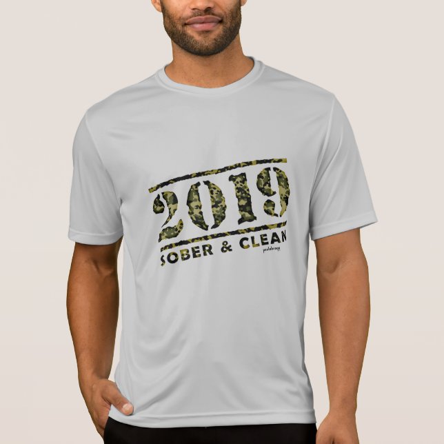Camiseta 2019 la droga sobria y limpia del alcohol de la (Anverso)