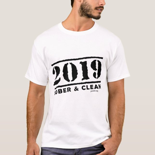 Camiseta 2019 la droga sobria y limpia del alcohol de la (Anverso)