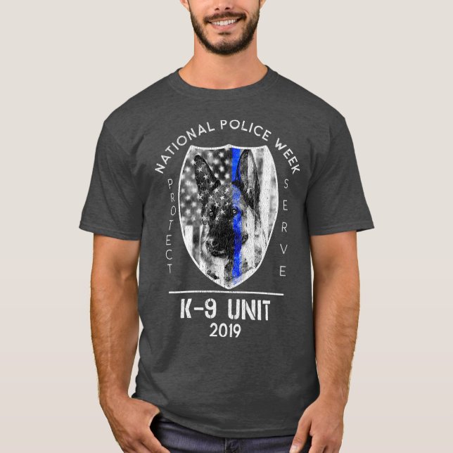 Camiseta 2019 National Police Week K9 Unit Thin Blue Line (Anverso)