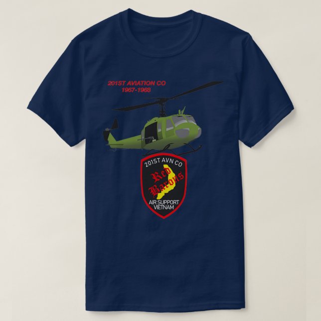 Camiseta 201.ª AVN CO Red Barons Helicóptero Militar UH1 (Diseño del anverso)
