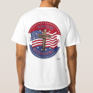 Camiseta 2020 Cruz y bandera estadounidense por Dios y el p