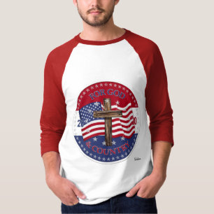 Camiseta 2020 Cruz y bandera estadounidense por Dios y el p