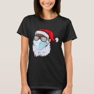 Camiseta 2020 Papá Noel con mascarilla negro afroamericano