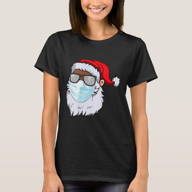 Camiseta 2020 Santa With Face Mask Black African American C (Anverso)