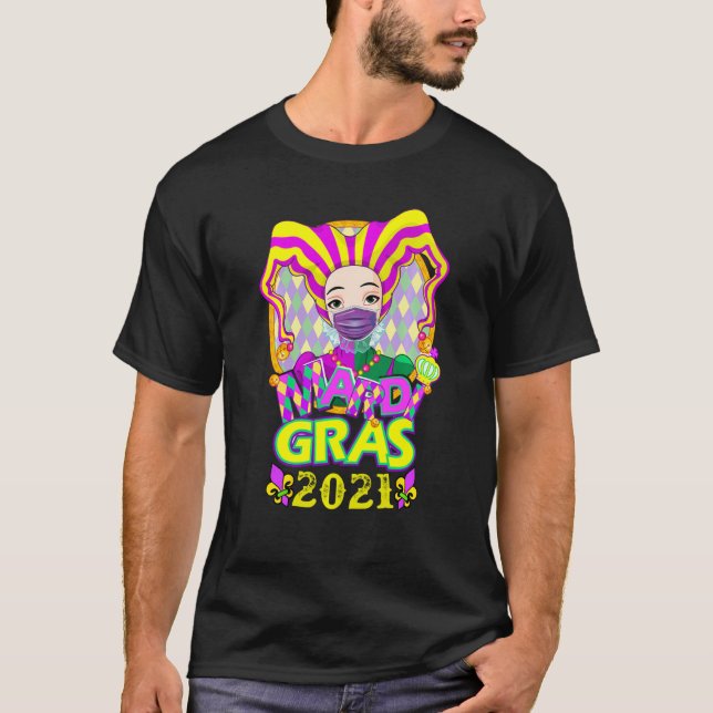 Camiseta 2021 Mardi Gras Costume Mardi Gras 2021 Quarantin (Anverso)