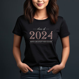 Camiseta 2022 Rosa Dorado Elegante Graduación Personalizada