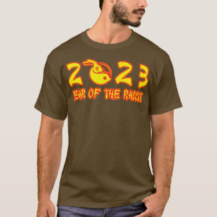 Camiseta 2023 Año Del Texto Amarillo Neón Del Conejo