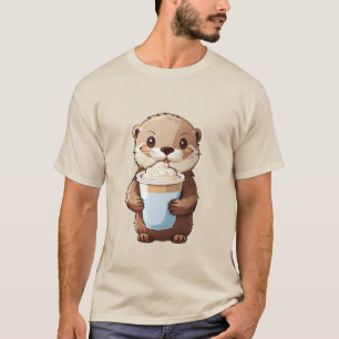Camiseta 2023 nutria linda sosteniendo una taza de