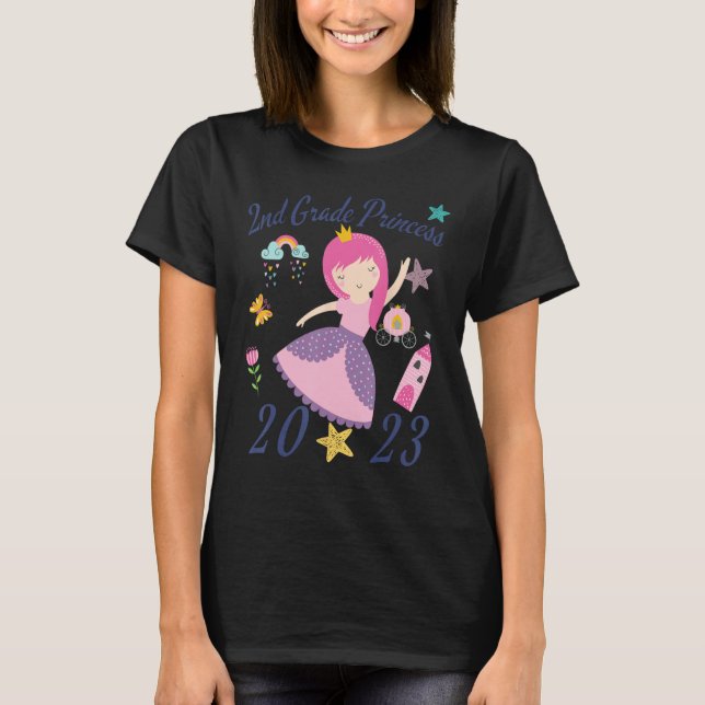 Camiseta 2023 Outfit Girls Princess Happy First Day Of 2nd  (Anverso)