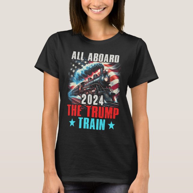Camiseta 2024 Todo A Bordo Del Tren De Trump Bandera Estado (Anverso)