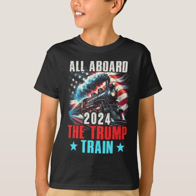 Camiseta 2024 Todo A Bordo Del Tren De Trump Bandera Estado (Anverso)