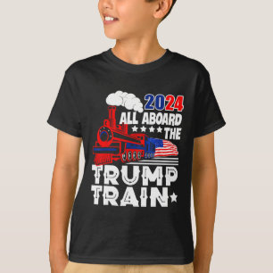 Camiseta 2024 Todo A Bordo Del Tren Trump Bandera Estadouni