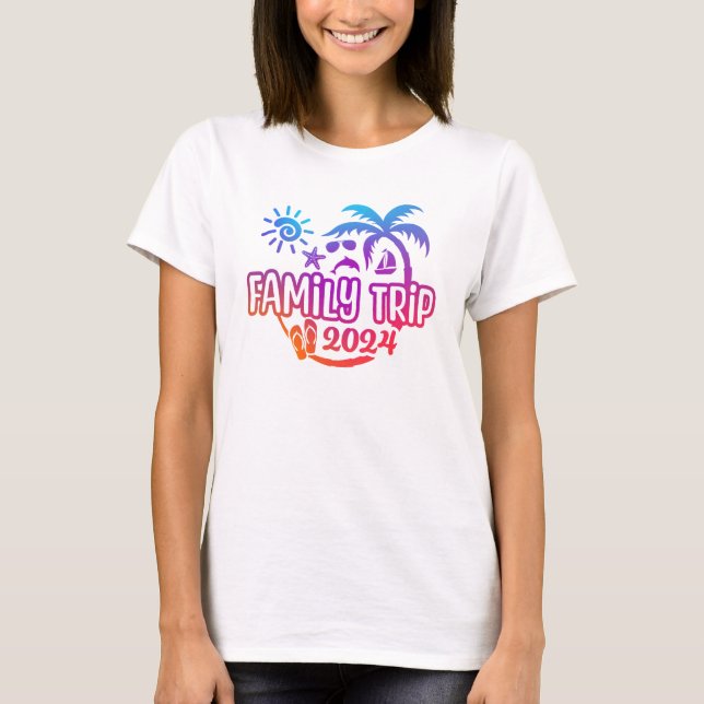 Camiseta 2024 Viaje familiar con playa, gafas de sol y vele (Anverso)