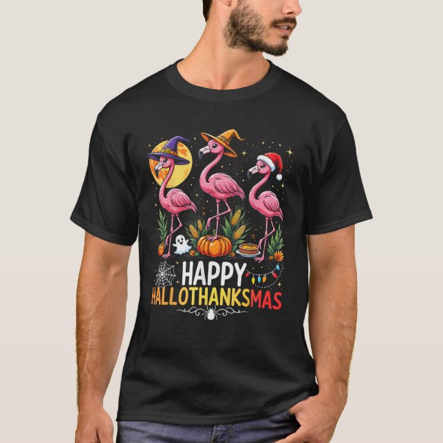 Camiseta 2025 Happy Halloween Thanksgiving Christmas Funny  (Anverso)