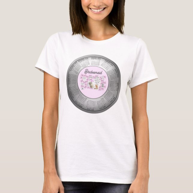 Camiseta 2026 Boda de calendario dama de honor Tee T-Shirt (Anverso)