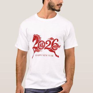 Camiseta 2026 Chinese New Year Year of the Horse Red Graphi