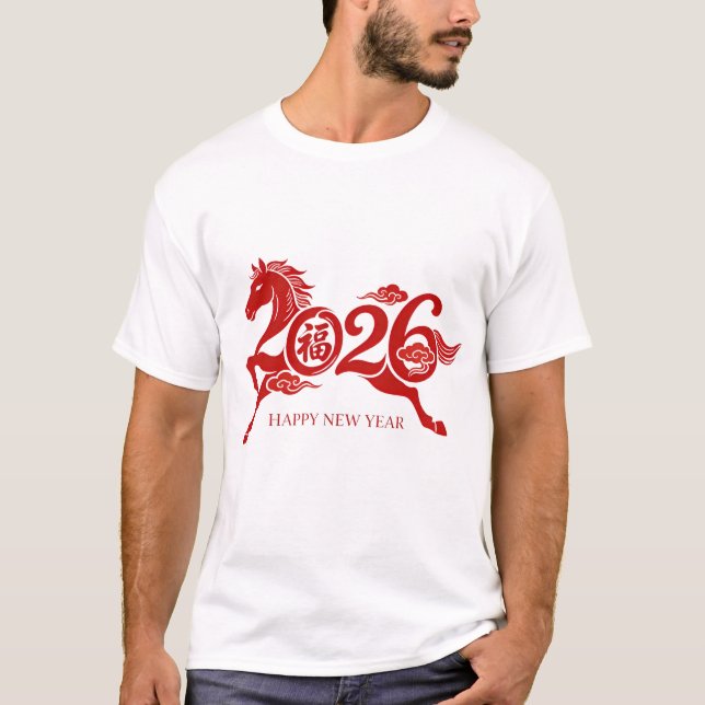 Camiseta 2026 Chinese New Year Year of the Horse Red Graphi (Anverso)