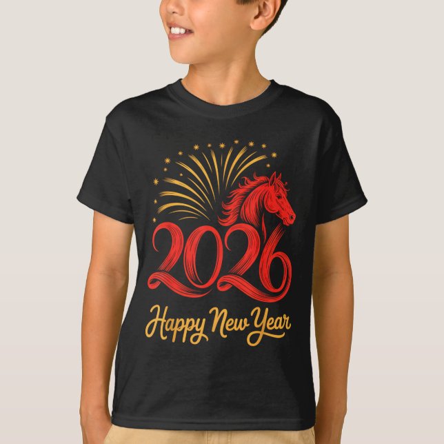 Camiseta 2026 Chinese Zodiac Horse Year Happy New Year Fire (Anverso)