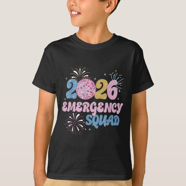 Camiseta 2026 Emergency Squad Er Nurse Happy New Year Disco (Anverso)