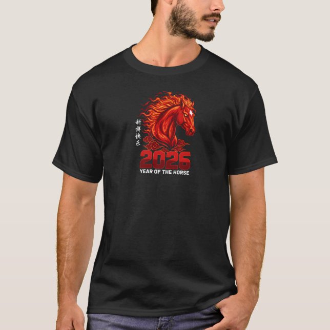 Camiseta 2026 Fire Horse Chinese New Year Zodiac apparel (Anverso)