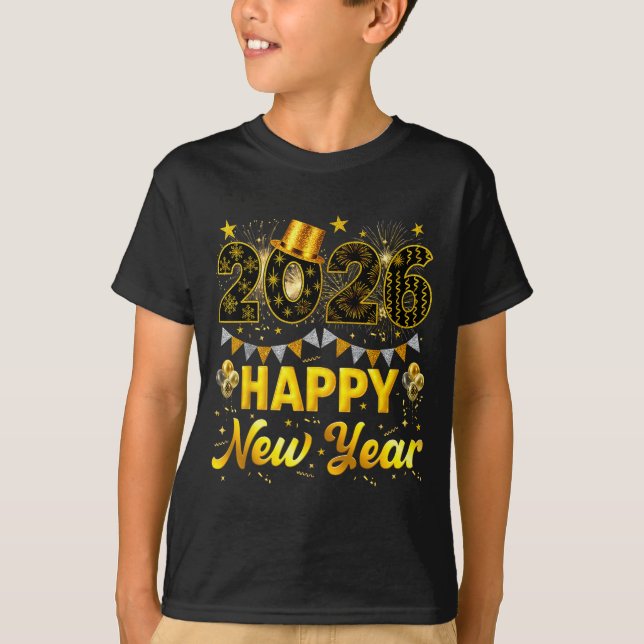 Camiseta 2026 Happy New Year Celebration Party Fire Work Me (Anverso)