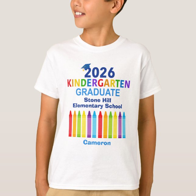 Camiseta 2026 Kindergarten Graduate Cute Crayon Custom Kids (Anverso)