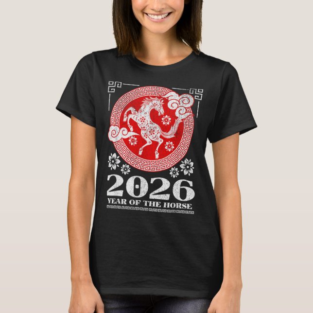 Camiseta 2026 Lunar Chinese New Year Fire Horse  (Anverso)