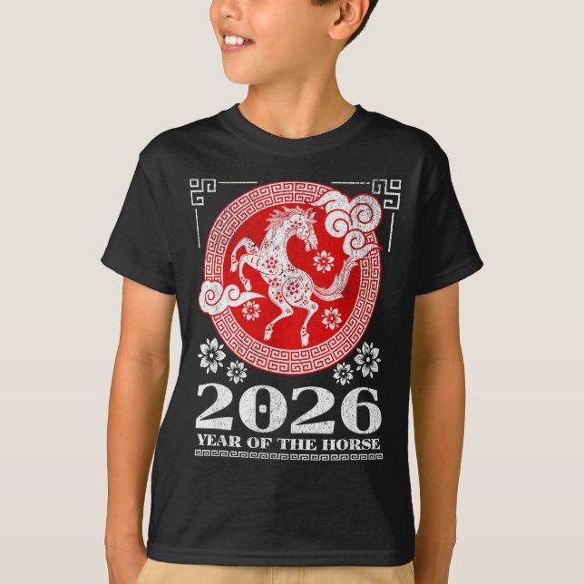Camiseta 2026 Lunar Chinese New Year Fire Horse  (Anverso)