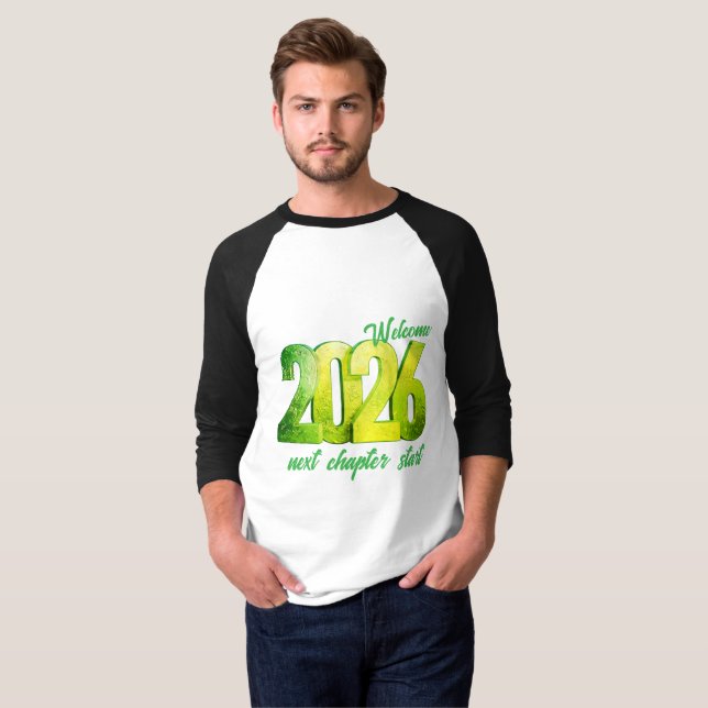 Camiseta 2026 NEW YEAR MENS 3/4 SLEEVE RAGLAN T-Shirt (Anverso completo)