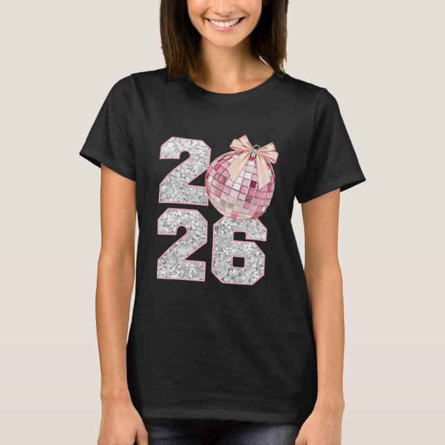 Camiseta 2026, new years shirt, holiday pink (Anverso)