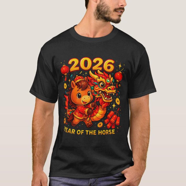 Camiseta 2026 Year Of The Horse Cute Lunar Newyear Art  (Anverso)