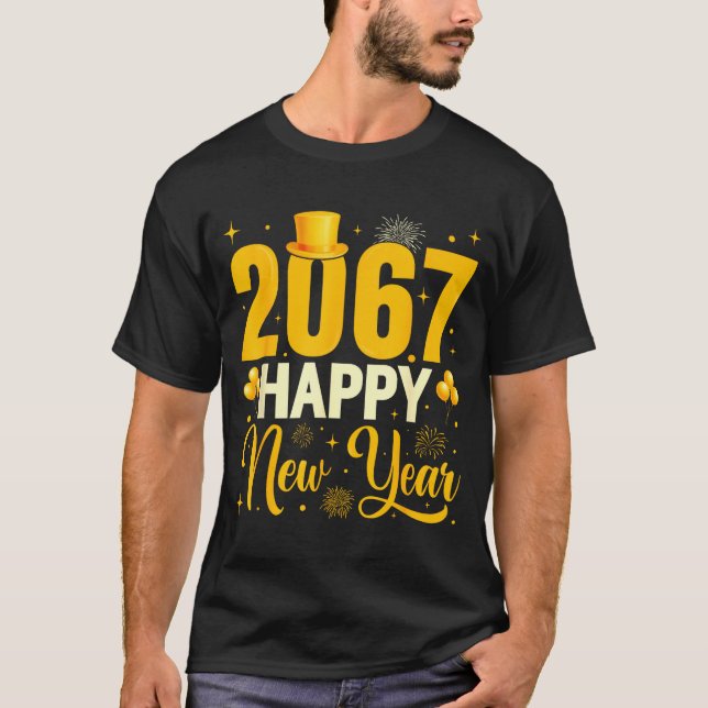 Camiseta 2067 Happy New Year Retro Funny 67 Six Seven Meme  (Anverso)