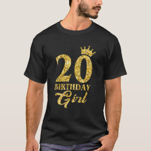 Camiseta 20.ª Chica De Cumpleaños Princesa Corona Dorada 20