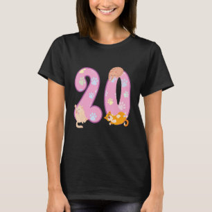 Camiseta 20.ª fiesta de cumpleaños de un gato