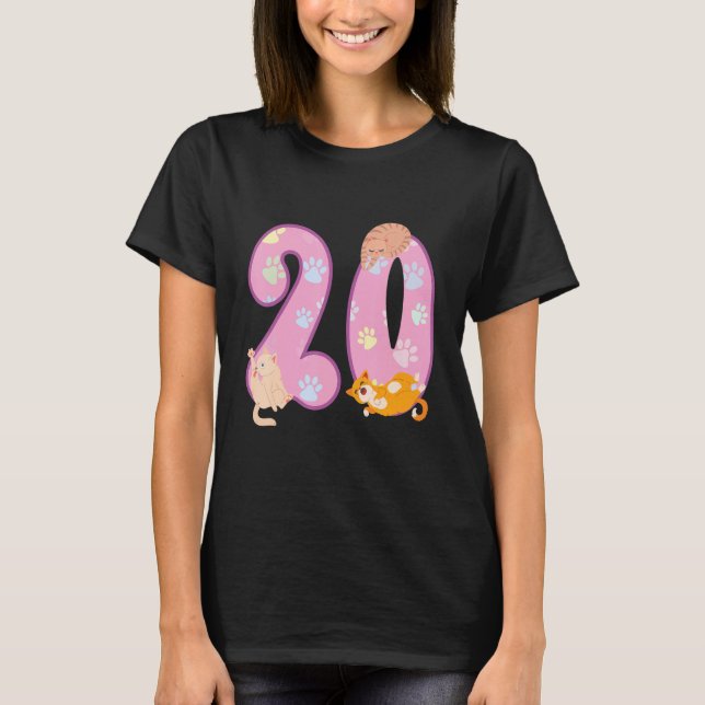 Camiseta 20.ª fiesta de cumpleaños de un gato (Anverso)