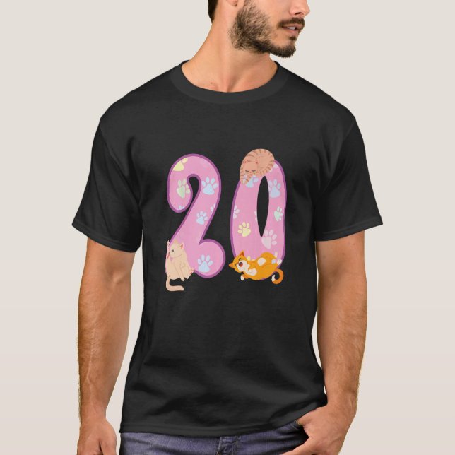Camiseta 20.ª fiesta de cumpleaños de un gato (Anverso)