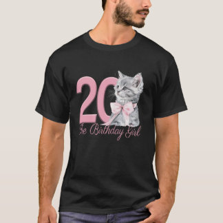 Camiseta 20.º Chica de cumpleaños Fiesta gato Kitten Coquet