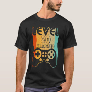 Camiseta 20.º Jugador de video desbloqueado de nivel de cum