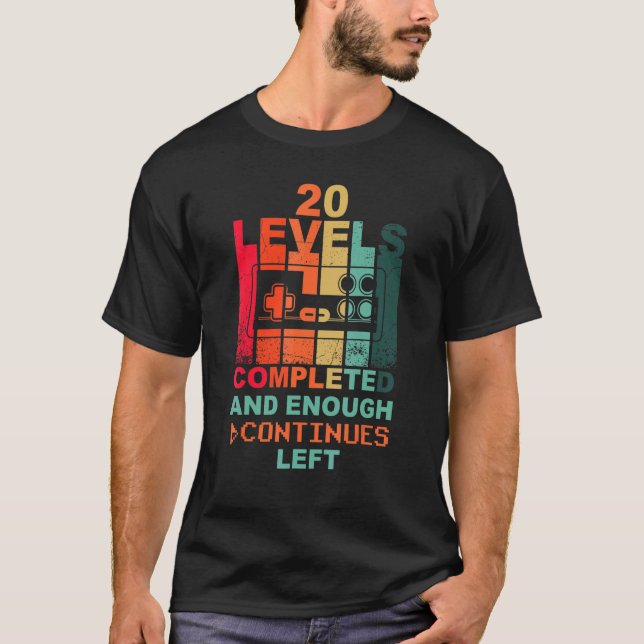 Camiseta 20.º Jugador Retro Gamepad de nivel 20 (Anverso)