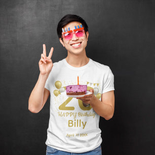 Camiseta 20.º nombre de foto de cumpleaños personalizado