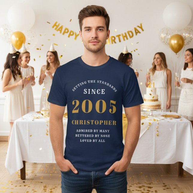 Camiseta 20 Aniversario 2005 personalizado Añadir nombre or (2005 blue birthday tshirt. Party background.)