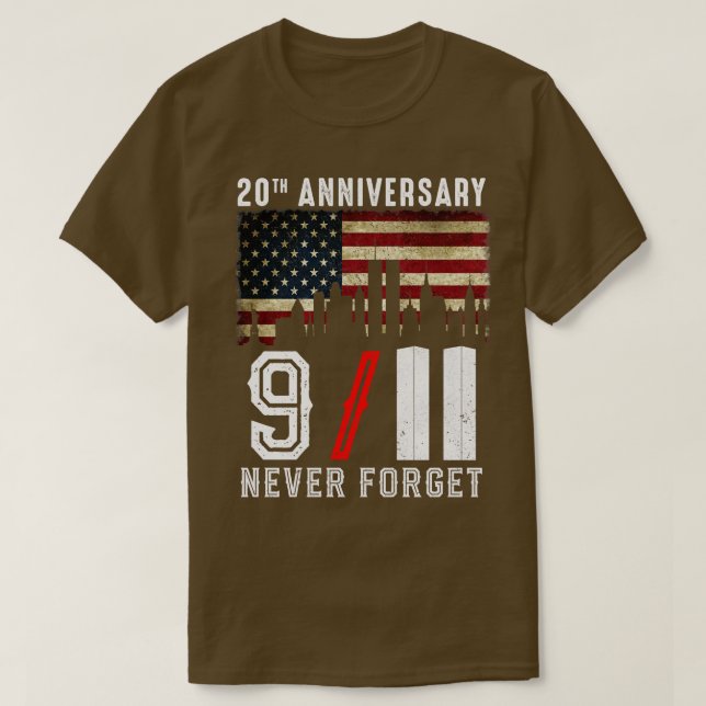 Camiseta 20° Aniversario 911 Nunca olvidar 2001 2021 (Diseño del anverso)